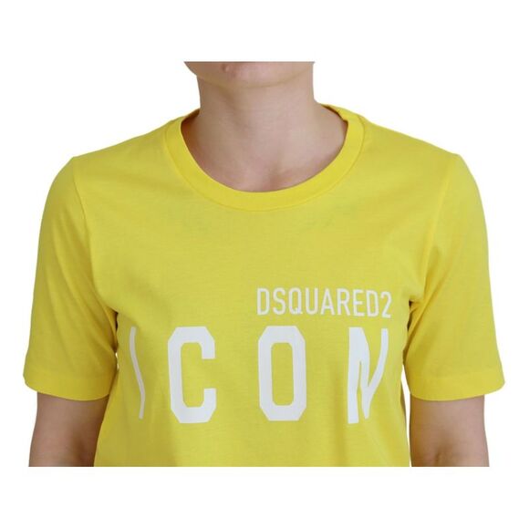 Dsquared² Yellow CottonShiny Icon Renny Dress Crewneck Women's T-shirt - Picture 4 of 5